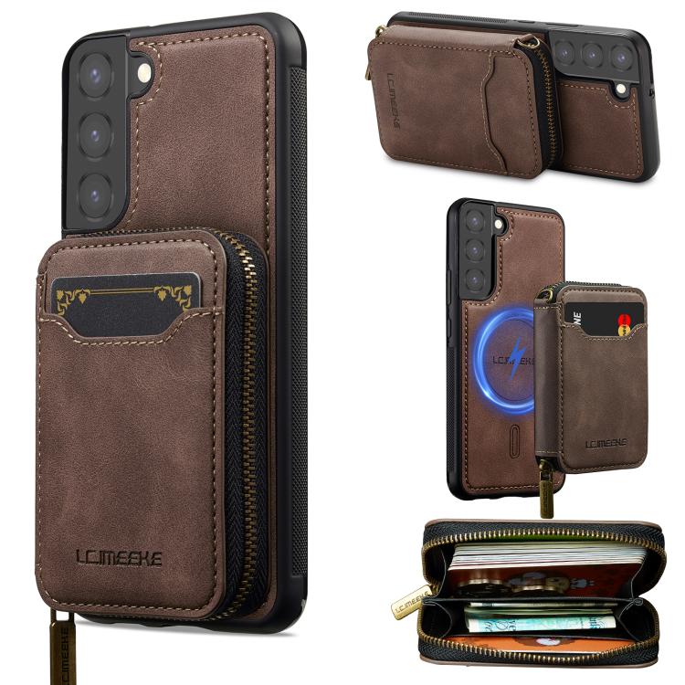 LC.IMEEKE Serie L6 Portafoglio con cerniera per carte Custodia magnetica MagSafe per telefono, For Samsung Galaxy S25 Edge 5G, For Samsung Galaxy S25 Ultra 5G, For Samsung Galaxy S22+ 5G, For Samsung Galaxy S20 FE 5G
