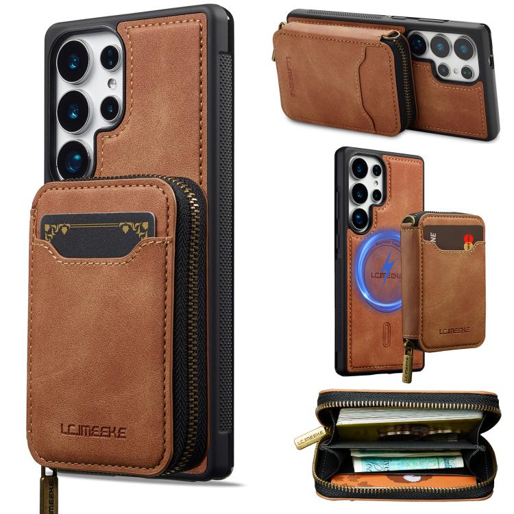 LC.IMEEKE Serie L6 Portafoglio con cerniera per carte Custodia magnetica MagSafe per telefono, For Samsung Galaxy S25 Edge 5G, For Samsung Galaxy S25 Ultra 5G, For Samsung Galaxy S22+ 5G, For Samsung Galaxy S20 FE 5G
