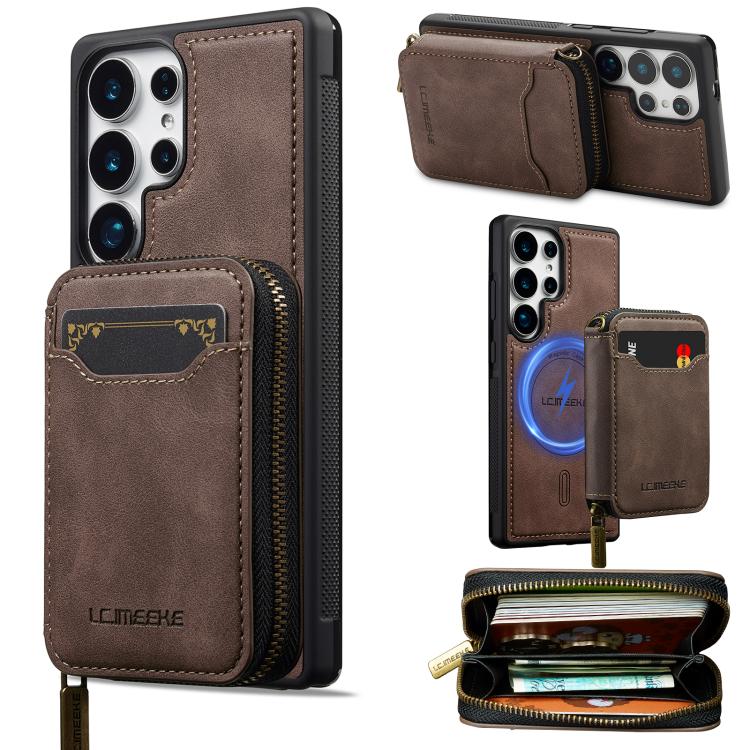 LC.IMEEKE Serie L6 Portafoglio con cerniera per carte Custodia magnetica MagSafe per telefono, For Samsung Galaxy S25 Edge 5G, For Samsung Galaxy S25 Ultra 5G, For Samsung Galaxy S22+ 5G, For Samsung Galaxy S20 FE 5G