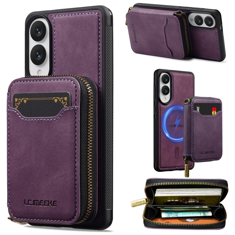 LC.IMEEKE Serie L6 Portafoglio con cerniera per carte Custodia magnetica MagSafe per telefono, For Samsung Galaxy S25 Edge 5G, For Samsung Galaxy S25 Ultra 5G, For Samsung Galaxy S22+ 5G, For Samsung Galaxy S20 FE 5G