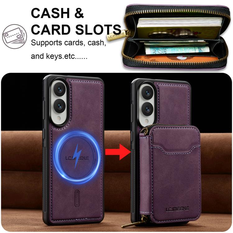 LC.IMEEKE Serie L6 Portafoglio con cerniera per carte Custodia magnetica MagSafe per telefono, For Samsung Galaxy S25 Edge 5G, For Samsung Galaxy S25 Ultra 5G, For Samsung Galaxy S22+ 5G, For Samsung Galaxy S20 FE 5G