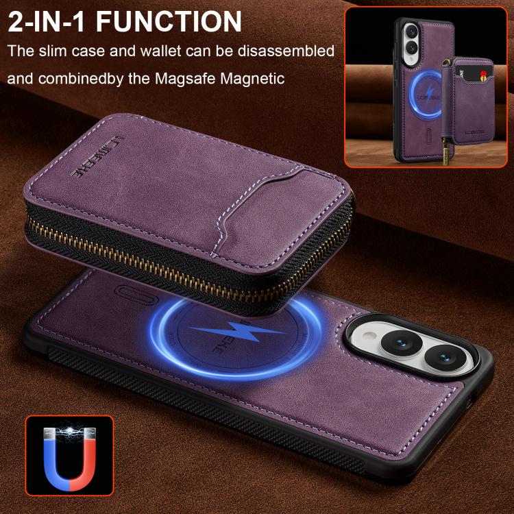 LC.IMEEKE Serie L6 Portafoglio con cerniera per carte Custodia magnetica MagSafe per telefono, For Samsung Galaxy S25 Edge 5G, For Samsung Galaxy S25 Ultra 5G, For Samsung Galaxy S22+ 5G, For Samsung Galaxy S20 FE 5G