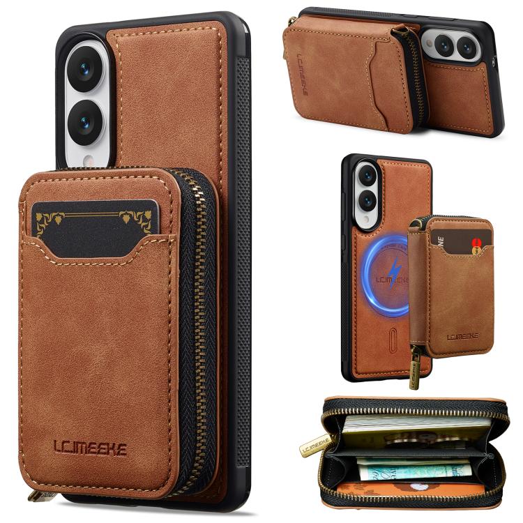 LC.IMEEKE Serie L6 Portafoglio con cerniera per carte Custodia magnetica MagSafe per telefono, For Samsung Galaxy S25 Edge 5G, For Samsung Galaxy S25 Ultra 5G, For Samsung Galaxy S22+ 5G, For Samsung Galaxy S20 FE 5G