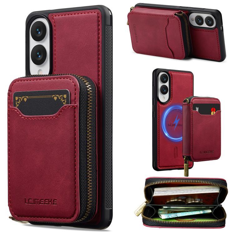LC.IMEEKE Serie L6 Portafoglio con cerniera per carte Custodia magnetica MagSafe per telefono, For Samsung Galaxy S25 Edge 5G, For Samsung Galaxy S25 Ultra 5G, For Samsung Galaxy S22+ 5G, For Samsung Galaxy S20 FE 5G