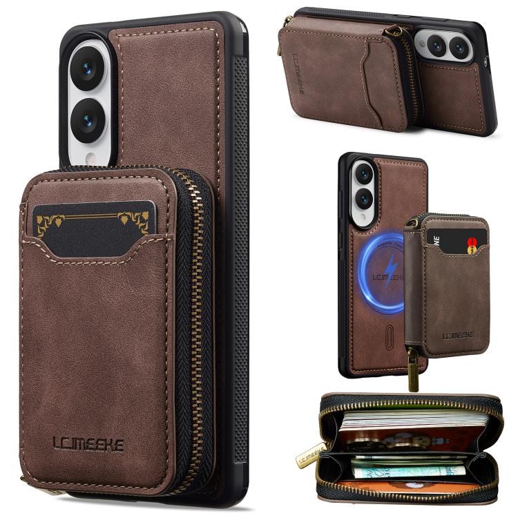 LC.IMEEKE Serie L6 Portafoglio con cerniera per carte Custodia magnetica MagSafe per telefono, For Samsung Galaxy S25 Edge 5G, For Samsung Galaxy S25 Ultra 5G, For Samsung Galaxy S22+ 5G, For Samsung Galaxy S20 FE 5G