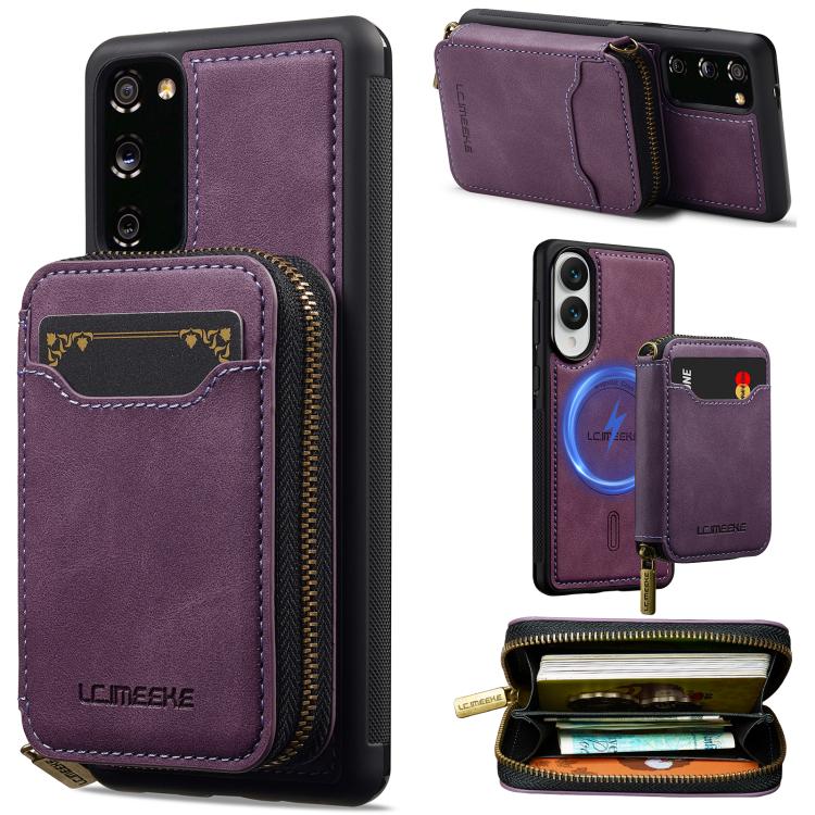 LC.IMEEKE Serie L6 Portafoglio con cerniera per carte Custodia magnetica MagSafe per telefono, For Samsung Galaxy S25 Edge 5G, For Samsung Galaxy S25 Ultra 5G, For Samsung Galaxy S22+ 5G, For Samsung Galaxy S20 FE 5G