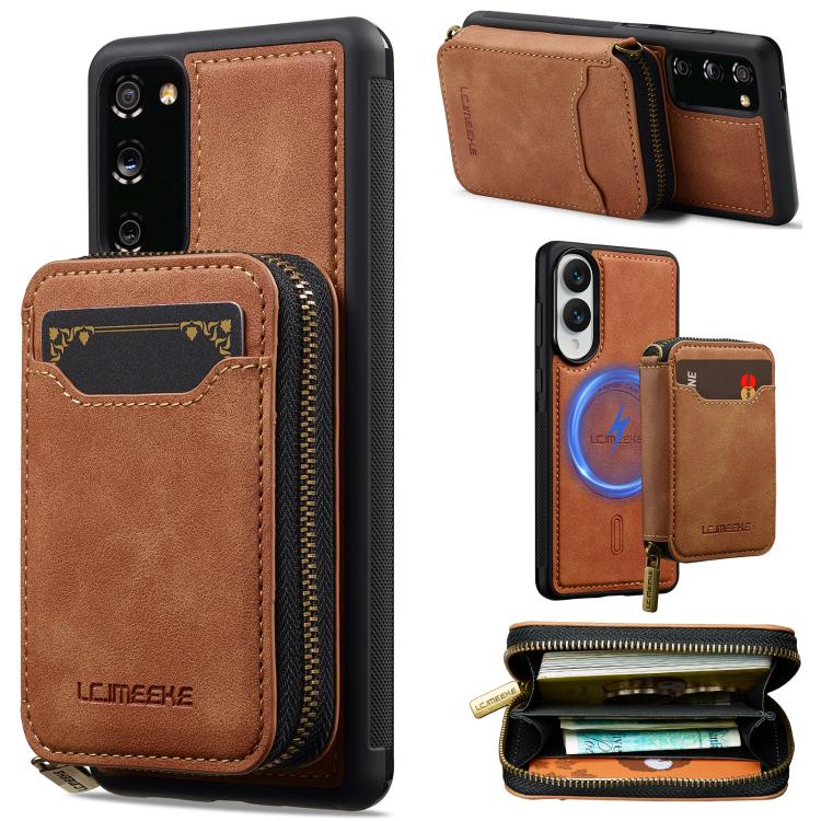 LC.IMEEKE Serie L6 Portafoglio con cerniera per carte Custodia magnetica MagSafe per telefono, For Samsung Galaxy S25 Edge 5G, For Samsung Galaxy S25 Ultra 5G, For Samsung Galaxy S22+ 5G, For Samsung Galaxy S20 FE 5G