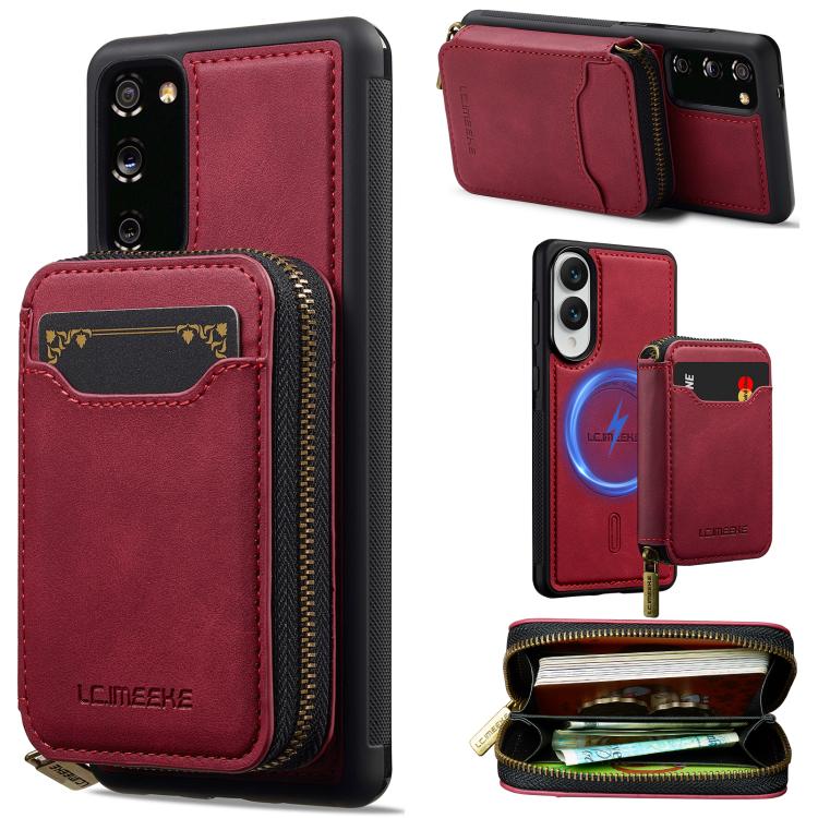 LC.IMEEKE Serie L6 Portafoglio con cerniera per carte Custodia magnetica MagSafe per telefono, For Samsung Galaxy S25 Edge 5G, For Samsung Galaxy S25 Ultra 5G, For Samsung Galaxy S22+ 5G, For Samsung Galaxy S20 FE 5G