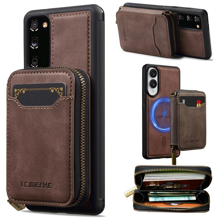 LC.IMEEKE Serie L6 Portafoglio con cerniera per carte Custodia magnetica MagSafe per telefono, For Samsung Galaxy S25 Edge 5G, For Samsung Galaxy S25 Ultra 5G, For Samsung Galaxy S22+ 5G, For Samsung Galaxy S20 FE 5G