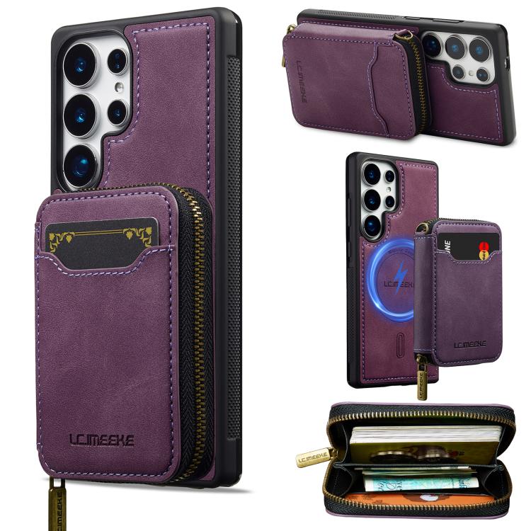 LC.IMEEKE Serie L6 Portafoglio con cerniera per carte Custodia magnetica MagSafe per telefono, For Galaxy S26 FE 5G, For Samsung Galaxy S26+ 5G, For Samsung Galaxy S26 Ultra 5G, For Samsung Galaxy S26 5G