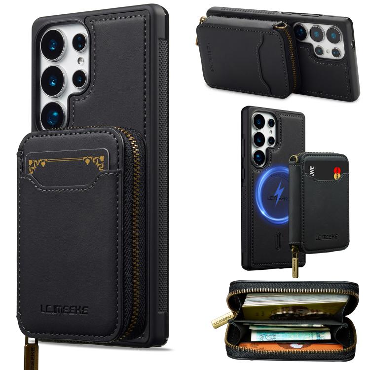 LC.IMEEKE Serie L6 Portafoglio con cerniera per carte Custodia magnetica MagSafe per telefono, For Galaxy S26 FE 5G, For Samsung Galaxy S26+ 5G, For Samsung Galaxy S26 Ultra 5G, For Samsung Galaxy S26 5G