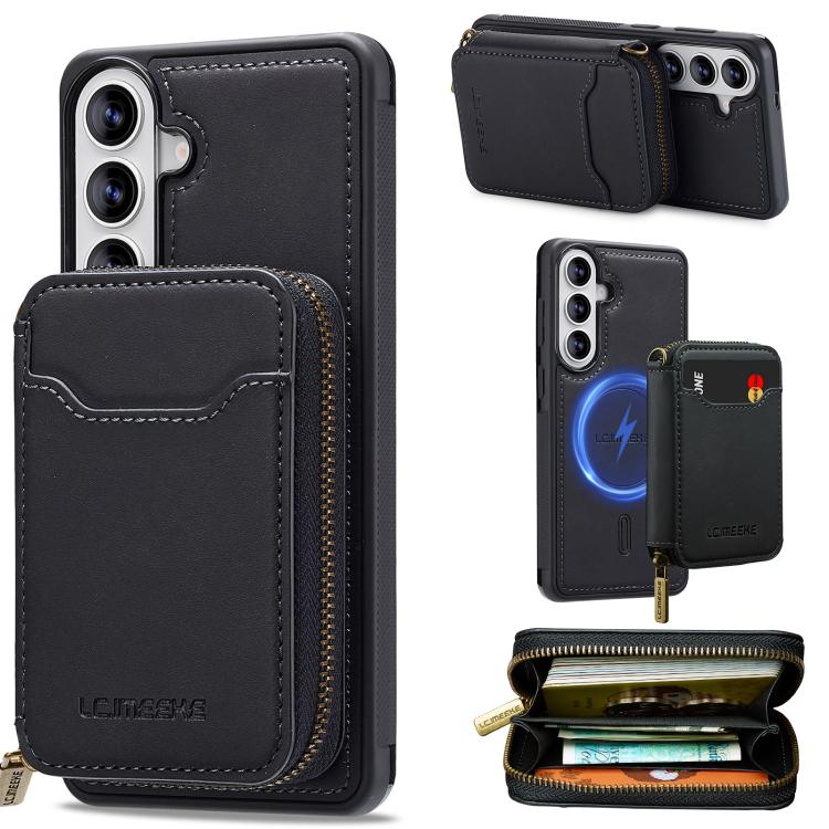 LC.IMEEKE Serie L6 Portafoglio con cerniera per carte Custodia magnetica MagSafe per telefono, For Galaxy S26 FE 5G, For Samsung Galaxy S26+ 5G, For Samsung Galaxy S26 Ultra 5G, For Samsung Galaxy S26 5G