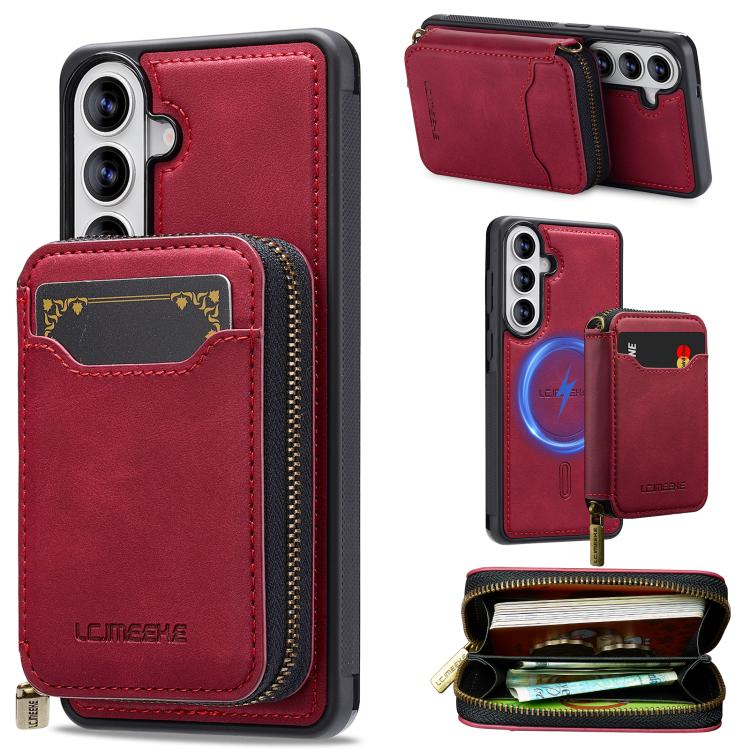 LC.IMEEKE Serie L6 Portafoglio con cerniera per carte Custodia magnetica MagSafe per telefono, For Galaxy S26 FE 5G, For Samsung Galaxy S26+ 5G, For Samsung Galaxy S26 Ultra 5G, For Samsung Galaxy S26 5G