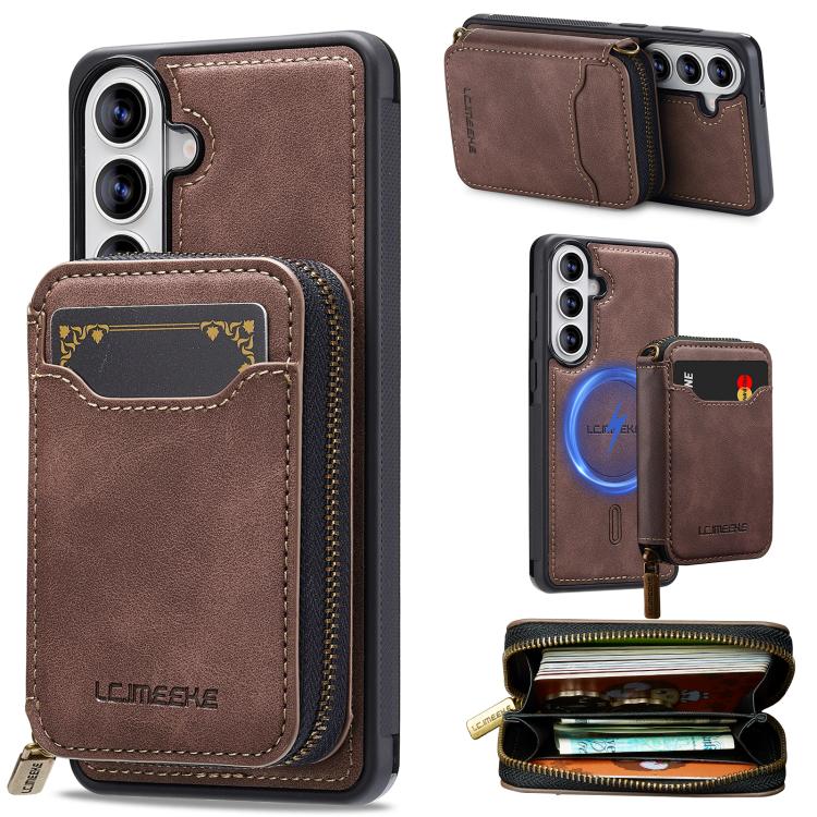 LC.IMEEKE Serie L6 Portafoglio con cerniera per carte Custodia magnetica MagSafe per telefono, For Galaxy S26 FE 5G, For Samsung Galaxy S26+ 5G, For Samsung Galaxy S26 Ultra 5G, For Samsung Galaxy S26 5G