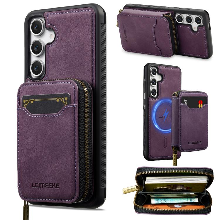 LC.IMEEKE Serie L6 Portafoglio con cerniera per carte Custodia magnetica MagSafe per telefono, For Galaxy S26 FE 5G, For Samsung Galaxy S26+ 5G, For Samsung Galaxy S26 Ultra 5G, For Samsung Galaxy S26 5G
