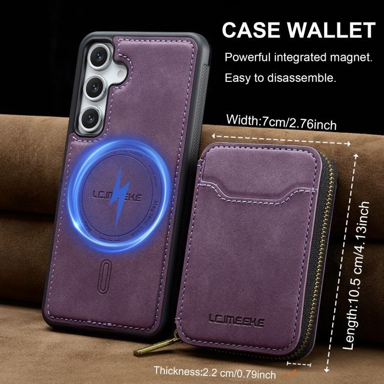 LC.IMEEKE Serie L6 Portafoglio con cerniera per carte Custodia magnetica MagSafe per telefono, For Galaxy S26 FE 5G, For Samsung Galaxy S26+ 5G, For Samsung Galaxy S26 Ultra 5G, For Samsung Galaxy S26 5G