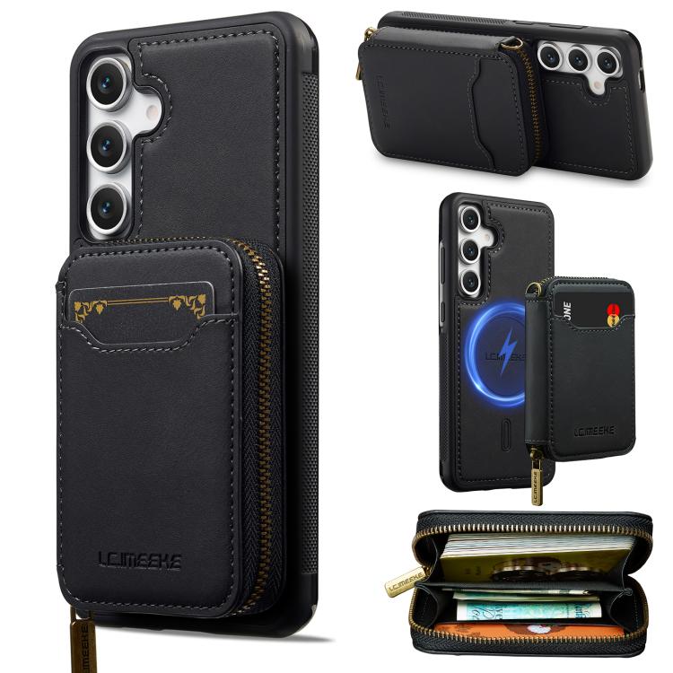LC.IMEEKE Serie L6 Portafoglio con cerniera per carte Custodia magnetica MagSafe per telefono, For Galaxy S26 FE 5G, For Samsung Galaxy S26+ 5G, For Samsung Galaxy S26 Ultra 5G, For Samsung Galaxy S26 5G