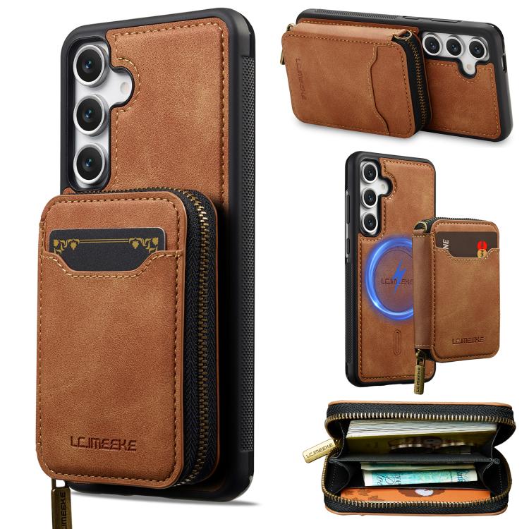 LC.IMEEKE Serie L6 Portafoglio con cerniera per carte Custodia magnetica MagSafe per telefono, For Galaxy S26 FE 5G, For Samsung Galaxy S26+ 5G, For Samsung Galaxy S26 Ultra 5G, For Samsung Galaxy S26 5G