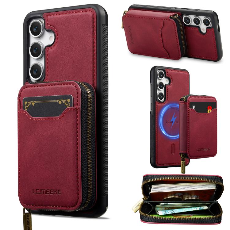 LC.IMEEKE Serie L6 Portafoglio con cerniera per carte Custodia magnetica MagSafe per telefono, For Galaxy S26 FE 5G, For Samsung Galaxy S26+ 5G, For Samsung Galaxy S26 Ultra 5G, For Samsung Galaxy S26 5G