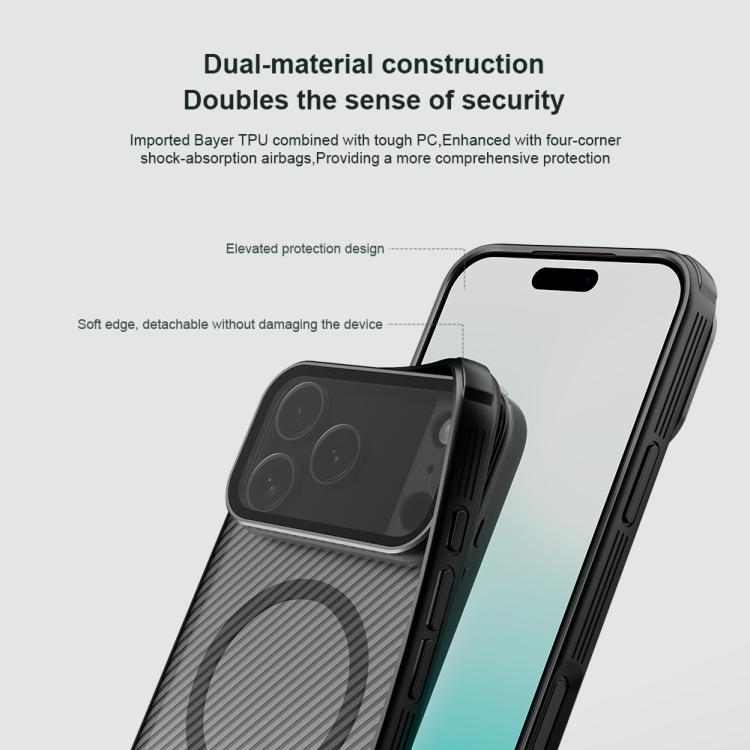 NILLKIN CamShield Prop Cover trasparente con specchio, custodia magnetica MagSafe per PC e telefono., For iPhone 17 Pro Max, For iPhone 17 Pro
