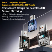 8K 60Hz HDTV 2.1 Male to HDTV 2.1 Female Ultra HD Transparent Adapter