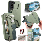 Portafoglio in pelle con cerniera, protezione antifurto MagSafe RFID in tessuto twill, custodia per telefono con cerniera., For Galaxy S23 5G, For Galaxy S22+ 5G, For Galaxy S22 5G, For Galaxy S21 FE 5G