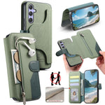 Portafoglio in pelle con cerniera, protezione antifurto MagSafe RFID in tessuto twill, custodia per telefono con cerniera., For Galaxy S25 Edge 5G, For Galaxy S25 5G, For Galaxy S25+ 5G, For Galaxy S24 FE 5G