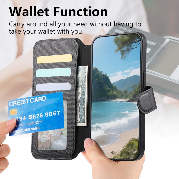 Portafoglio in pelle con cerniera, protezione antifurto MagSafe RFID in tessuto twill, custodia per telefono con cerniera., For Galaxy S25 Edge 5G, For Galaxy S25 5G, For Galaxy S25+ 5G, For Galaxy S24 FE 5G