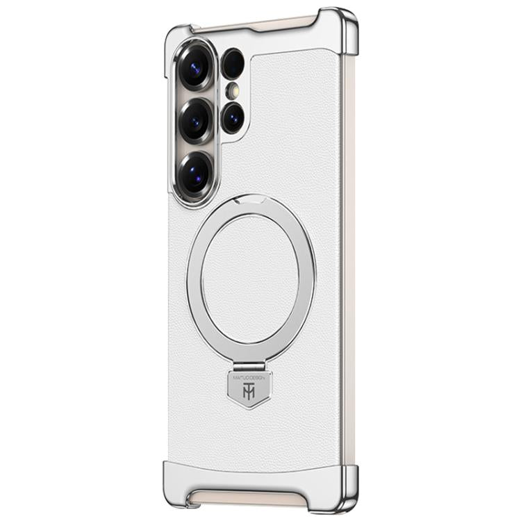Custodia per telefono in pelle liscia con anello MagSafe senza bordi, For Samsung Galaxy S26 Ultra 5G, For Samsung Galaxy S25 Ultra 5G, For Samsung Galaxy S24 Ultra 5G
