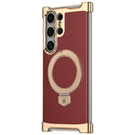 Custodia per telefono in pelle liscia con anello MagSafe senza bordi, For Samsung Galaxy S26 Ultra 5G, For Samsung Galaxy S25 Ultra 5G, For Samsung Galaxy S24 Ultra 5G