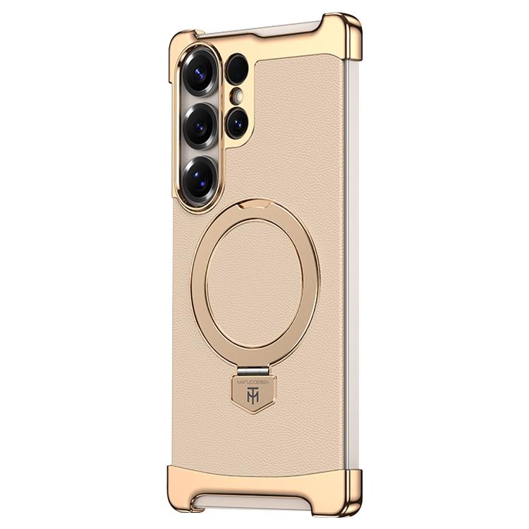 Custodia per telefono in pelle liscia con anello MagSafe senza bordi, For Samsung Galaxy S26 Ultra 5G, For Samsung Galaxy S25 Ultra 5G, For Samsung Galaxy S24 Ultra 5G