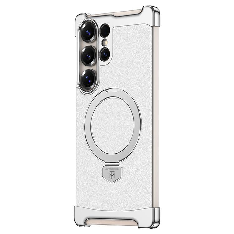 Custodia per telefono in pelle liscia con anello MagSafe senza bordi, For Samsung Galaxy S26 Ultra 5G, For Samsung Galaxy S25 Ultra 5G, For Samsung Galaxy S24 Ultra 5G