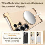 Custodia per telefono in pelle liscia con anello MagSafe senza bordi, For Samsung Galaxy S26 Ultra 5G, For Samsung Galaxy S25 Ultra 5G, For Samsung Galaxy S24 Ultra 5G