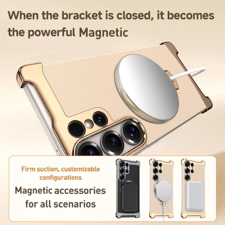 Custodia per telefono in pelle liscia con anello MagSafe senza bordi, For Samsung Galaxy S26 Ultra 5G, For Samsung Galaxy S25 Ultra 5G, For Samsung Galaxy S24 Ultra 5G
