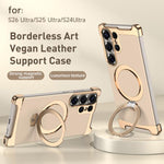Custodia per telefono in pelle liscia con anello MagSafe senza bordi, For Samsung Galaxy S26 Ultra 5G, For Samsung Galaxy S25 Ultra 5G, For Samsung Galaxy S24 Ultra 5G