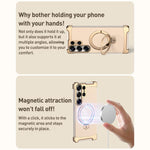 Custodia per telefono in pelle liscia con anello MagSafe senza bordi, For Samsung Galaxy S26 Ultra 5G, For Samsung Galaxy S25 Ultra 5G, For Samsung Galaxy S24 Ultra 5G