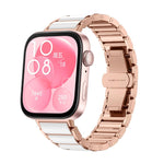 Cinturino per orologio in metallo con fibbia a farfalla in ceramica bianca., For Huawei Watch Fit4 / Fit4 Pro / Fit3, For Huawei Watch Fit 2, For Huawei Watch Fit