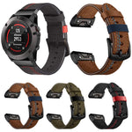 Cinturino per orologio in pelle a sette linee, For Garmin 26mm, For Garmin 22mm