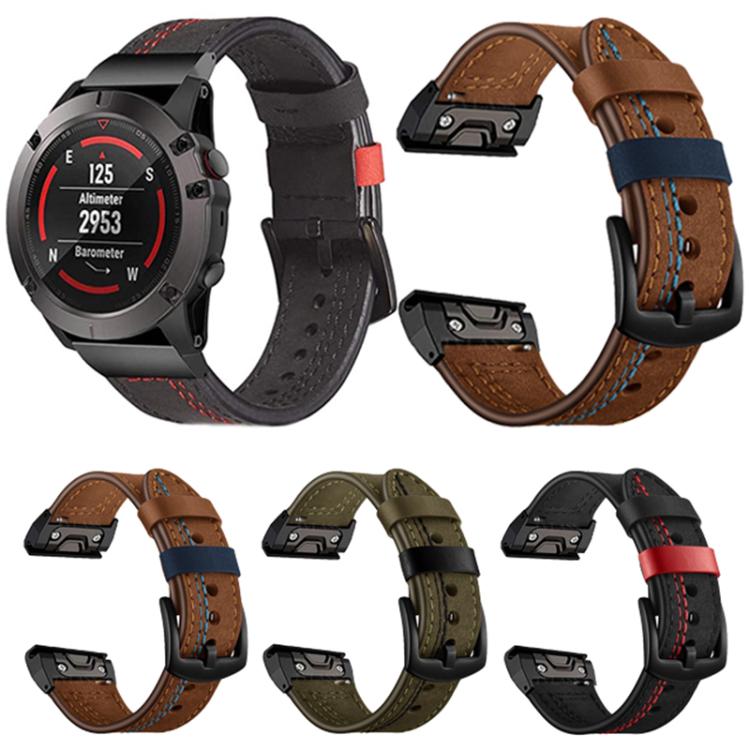 Cinturino per orologio in pelle a sette linee, For Garmin 26mm, For Garmin 22mm