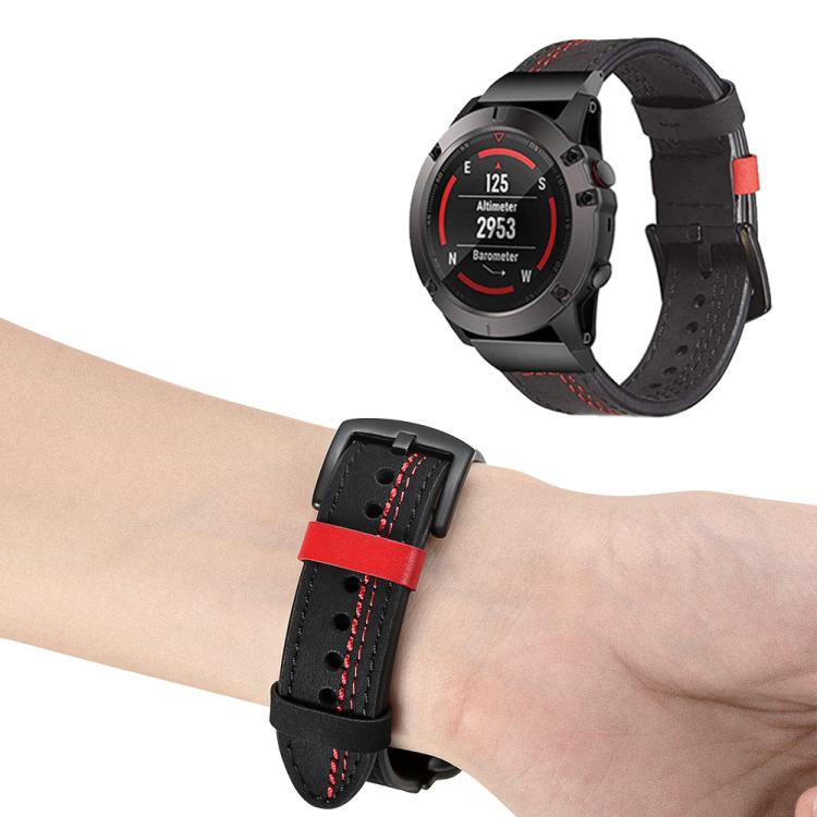 Cinturino per orologio in pelle a sette linee, For Garmin 26mm, For Garmin 22mm