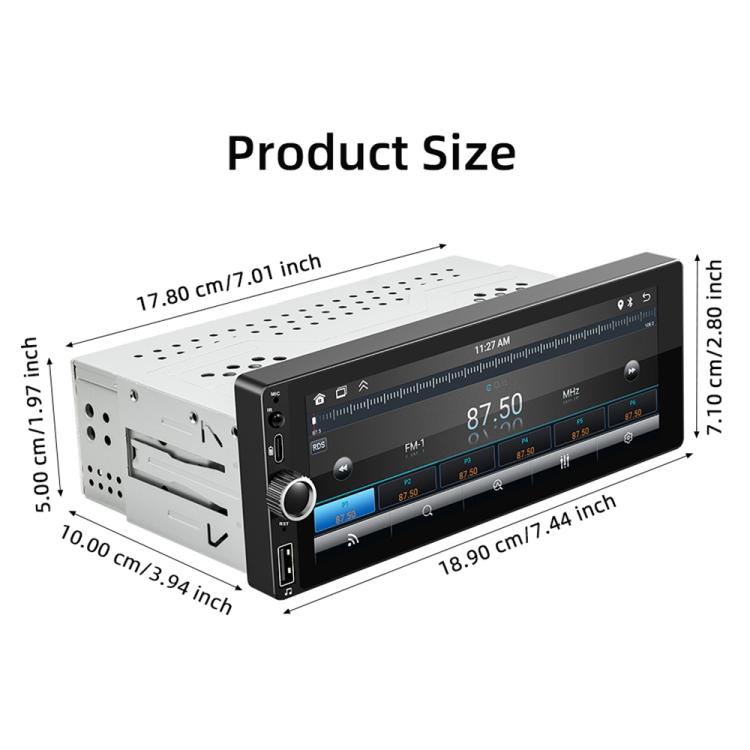 Autoradio F6021 con schermo IPS da 6,86 pollici, formato 1Din, compatibile con MP5, CarPlay e Android Auto., F6021