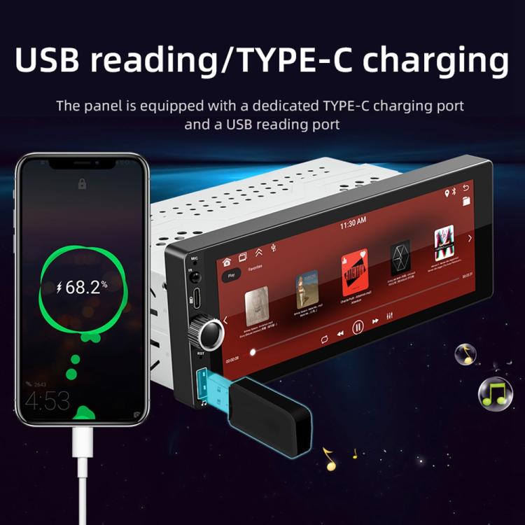 Autoradio F6021 con schermo IPS da 6,86 pollici, formato 1Din, compatibile con MP5, CarPlay e Android Auto., F6021