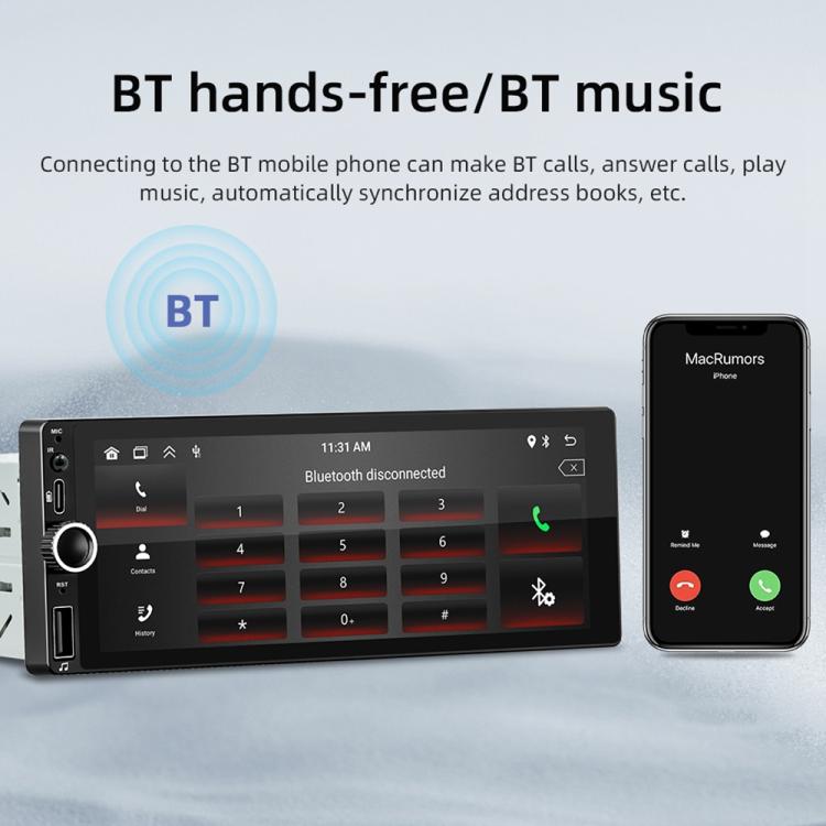 Autoradio F6021 con schermo IPS da 6,86 pollici, formato 1Din, compatibile con MP5, CarPlay e Android Auto., F6021