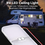 Luce da tetto per camper, 12-30 V, 3 temperature di colore, dimmerabile tramite pulsante rotante., FC03
