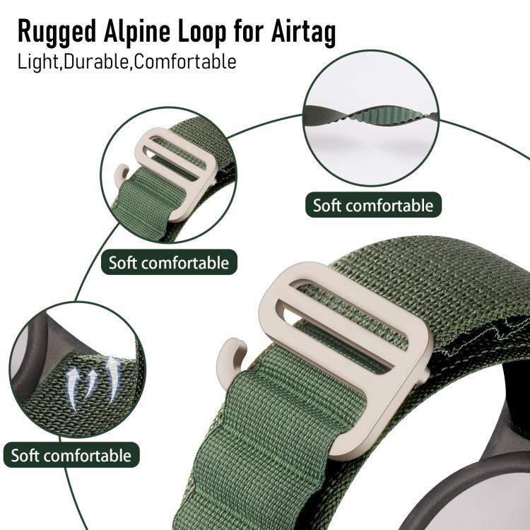 Custodia protettiva anti-smarrimento per localizzatore xDfind con fibbia argentata e cinturino in nylon., For AirTag 2nd Gen / AirTag 1st Gen