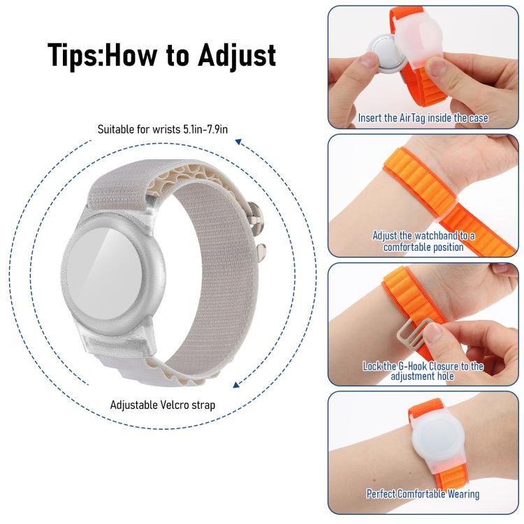 Custodia protettiva anti-smarrimento per localizzatore xDfind con fibbia argentata e cinturino in nylon., For AirTag 2nd Gen / AirTag 1st Gen