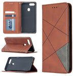 Custodia in pelle a vibrazione orizzontale magnetica invisibile prismatica con supporto, slot per schede e cornice per foto, For OPPO A5