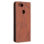 Custodia in pelle a vibrazione orizzontale magnetica invisibile prismatica con supporto, slot per schede e cornice per foto, For OPPO A5