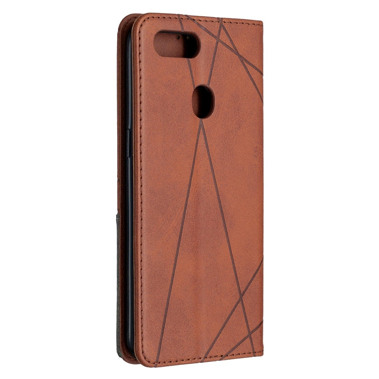 Custodia in pelle a vibrazione orizzontale magnetica invisibile prismatica con supporto, slot per schede e cornice per foto, For OPPO A5