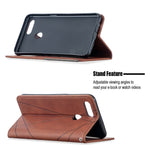 Custodia in pelle a vibrazione orizzontale magnetica invisibile prismatica con supporto, slot per schede e cornice per foto, For OPPO A5